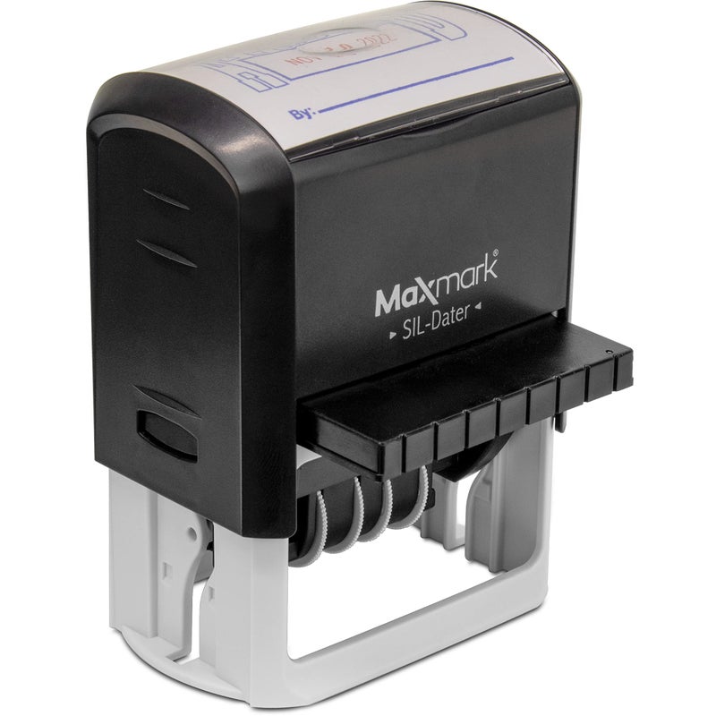 MaxMark Large Self-Inking Rubber Date Office Stamp with Received Phrase & Date - Blue/Red Ink, 12-Year Band - Style 5 - Image 3